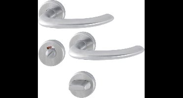 Hoppe deurkruk met wc-rozet - Marseille - deurdikte 37/42mm - RVS