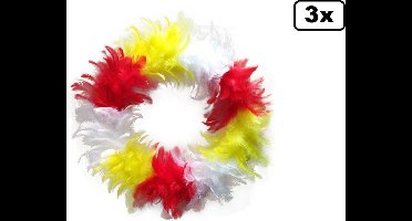 3x Veren krans rood/wit/geel 30cm - Carnaval thema feest Oeteldonk festival deur krans