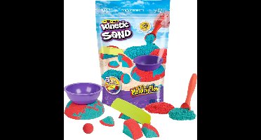 Kinetic Sand - Mold n' Flow-set met 680 g rood en blauwgroen origineel Kinetic Sand en 3 stuks gereedschap - Sensorisch speelgoed