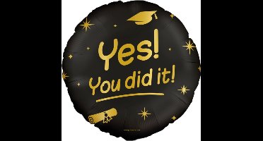 Folieballon - Ballonnen - Helium ballonnen - Geslaagd versiering - Afgestudeerd - Graduated - 45 cm - zwart/goud