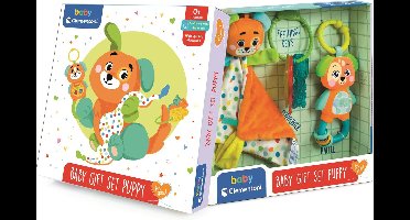 Clementoni - Baby Giftset Puppy - Blauw - Cadeau pakket met bijtring en knuffel - vanaf 0 jaar