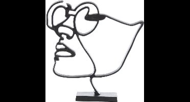 Light & Living Deco Beeld Face - Metaal - Zwart - 34x35x8 cm (BxHxD)