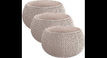 4x Stuks ronde taupe Splofy kunststof bloempotten/plantenpotten 2,3 liter - 24 cm - binnen/buiten decoratie