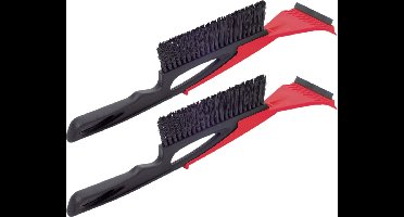 2x stuks ijskrabber/raamkrabber auto 2-in-1ï¿½met rubberen trekker en borstelï¿½- Rood - Kunststof - 9 x 40 cm - Ruitenkrabber