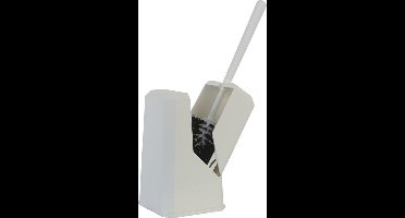 Betra WC-borstel/toiletborstel in gesloten houder - wit - kunststof - 14 x 37 cm