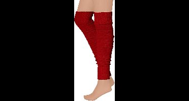 Apollo - Overknee beenwarmers - Fluor Rood - One Size - Feestkleding - Beenwarmers carnaval - Warme Beenwarmers