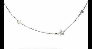 Lovenotes ketting - zilver - gerodineerd - sterren - zirkonia - 44 + 5 cm