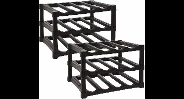 Excellent Houseware Wijnrek / flessenrek - Zwart - Kunststof - 39 x 30 x 25 cm - voor 24x flessen