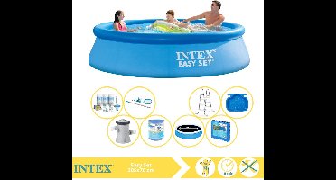 Intex Easy Set Zwembad - Opblaaszwembad - 305x76 cm - Inclusief Solarzeil Pro, Onderhoudspakket, Zwembadpomp, Filter, Onderhoudsset, Trap, Voetenbad en Zwembadtegels