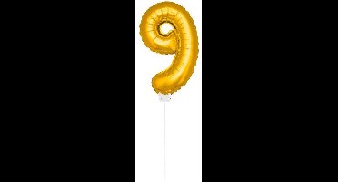 Folat - Folieballon cijfer mini Goud cijfer 9
