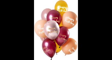 Folat - Ballonnen 'Happy Birthday' Roze-Goud 30cm - 12 stuks