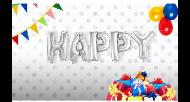 Folat - Folieballon 'Happy' Zilver - 36cm