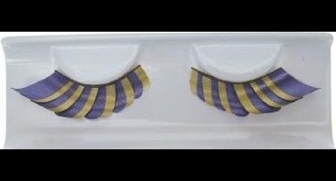 Nepwimpers goud kunststof paars gestreept