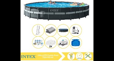 Intex Ultra XTR Frame Zwembad - Opzetzwembad - 732x132 cm - Inclusief Onderhoudspakket, Filterbollen, Zwembad Stofzuiger en Voetenbad