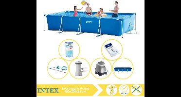 Intex Rectangular Frame Zwembad - Opzetzwembad - 450x220x84 cm - Inclusief Afdekzeil, Zwembadpomp, Filter, Onderhoudsset, Zoutsysteem en Zout
