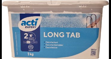 Acti Long tab chloor tabletten 1kg - 250 grams (Enkel geschikt voor de Belgische markt, niet toegelaten in Nederland) - Zwembad Chloor
