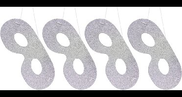 Folat - Zilverkleurige Glitter Maskers - 4 stuks