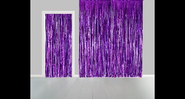 Folie gordijn metallic 2,4 meter x 1 meter paars - festival themafeest huwelijk gala disco glitter and glamour wanddeco