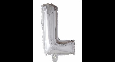 Folieballon zilver letter 'L' met rietje