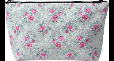 Juleeze Toilettas Dames 26x6x16 cm Groen Roze Synthetisch Rechthoek Roosjes