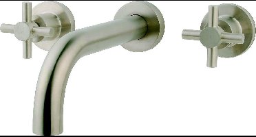 Wiesbaden Cross Inbouw Wastafel mengkraan 2-Knops - Geborsteld Staal