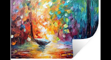 Muurstickers - Sticker Folie - Kleurrijk - Olieverf - Water - Boot - 30x20 cm - Plakfolie - Muurstickers Kinderkamer - Zelfklevend Behang - Zelfklevend behangpapier - Stickerfolie