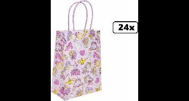 24x Koordtas Prinses 16cmx9cmx22cm - goodiebag|papieren|draagtas|tas|koord|festival|kado|themafeest|party|geschenken