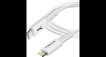 Akashi, USB-C naar Lightning Kabel Snelladen 3A Opladen en Synchronisatie 3m, Wit
