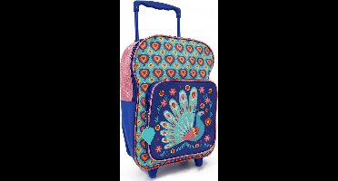 The PEACOCK PAUW Trolley Rugtas - Kinder Trolley & Rugzak - 2 Vakken - Schooltas - 6-12 Jaar - Blauw Roze