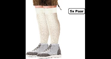 5x Paar Tiroler kabel sokken ecru 39-42 - Kabelkousen - Festival party apres ski tirolerfeest Oktoberfest