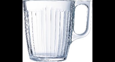 Luminarc Theeglazen Leeds - 6x - transparant bewerkt glas - 8 x 11 cm - 320 ml