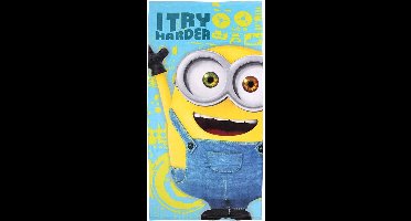 Minions Strandlaken - I Try Harder Handdoek 70 x 140 cm - Microvezel