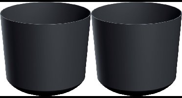Prosperplast Plantenpot/bloempot Babylon - 2x - kunststof - buiten/binnen - antraciet grijs - D39 x H39 cm