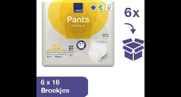 Abena Pants Premium S2 - 96x Absorberend Broekje, te Dragen als Gewoon Ondergoed - Voor het Verlies van de Hele Blaasinhoud en (Dunne) Ontlasting - Heupomvang 60-90 cm - Absorptie 1900 ml