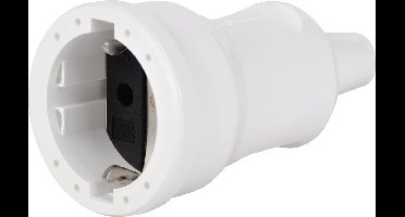 Scanpart losse contrastekker geaard - Voor snoer - 250 V - Recht - Rubber - Spatwaterdicht - Wit - 10A 16A
