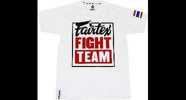 Fairtex Fight Team T-Shirt - Wit - opdruk zwart/rood - maat M