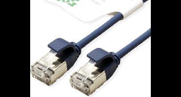 ROLINE GREEN F/UTP DataCenter Patchkabel Cat.6A (Class EA), LSOH, extra dun, blauw, 0,3 m