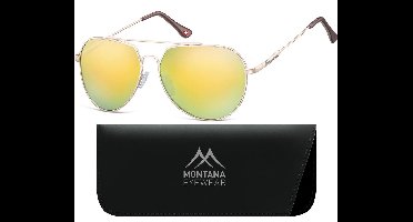 Montana MS90E - Zonnebril - pilotenbril model - Goud kleurig metaal-Revo- Lensbreedte 57 mm