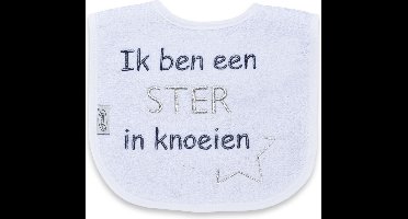 Funnies Babyslabbertje Ik Ben Een Ster In Knoeien Wit/Grijs 35154