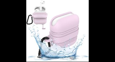 Waterdichte Hoesje geschikt voor Airpods 1 / Airpods 2 - Shock Proof Siliconen Waterproof Case Cover Hoes Roze