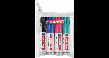 edding 0.5 permanent mini marker - zwart, blauw, turquoise, karmijnrood - 4 stiften - ronde punt 1,5-3 mm - voor karton, kunststof, hout, metaal, etc. - alcohol markers voor volwassenen