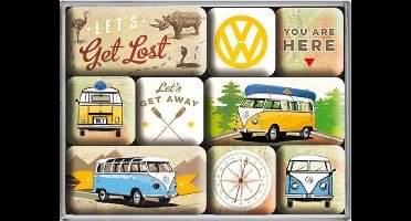Volkswagen - VW Bulli Lets Get Lost - Magneet set met 9 Magneten