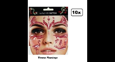 10x Face Art Glitter Sticker / Gezichts Tattoo Flamingo