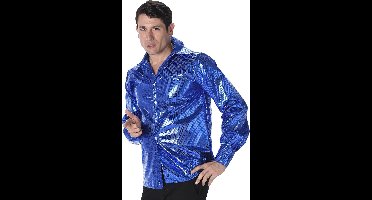 Karnival Costumes Blauw Disco Overhemd Heren Carnavalskleding Heren Foute Party Jaren 60 Jaren 70 '60 '70 Carnaval - Polyester - Maat L - Shirt