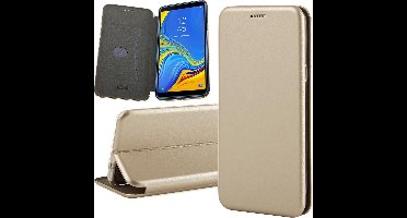 Hoesje geschikt voor Samsung Galaxy A7 (2018) - TPU Wallet Book Case met Pasjeshouder Goud - Cover van iCall