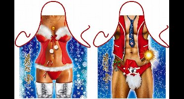 Kerstman en Kerstvrouw sexy Grappig Leuk Schort Keukenschort