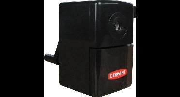 Derwent Mini Kunststof Bureaupuntenslijper - Met Tafelklem - Schuifreservoir - Hoge Kwaliteit - Zwart