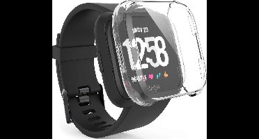 Hoesje + Screenprotector geschikt voor Fitbit Versa - Transparant voor Volledige 360 Graden Bescherming - Gel Case van iCall