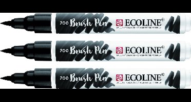 3x Ecoline Brush Pen 700 zwart
