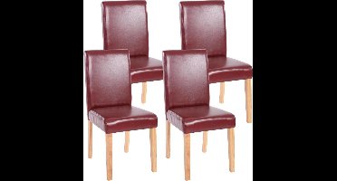 Vier eetkamerstoelen Littau rood/bruin type 2